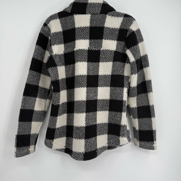 Columbia West Bend Sherpa Fleece Jacket Black White Check Size Small Full Zip - Picture 8 of 9